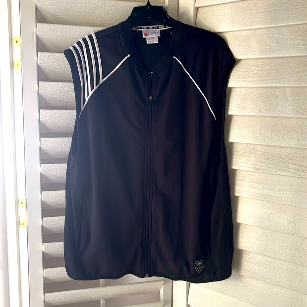 K-SWISS Vest Men’s Zip Up Black/White Stripe 7.0 System SzLrg
